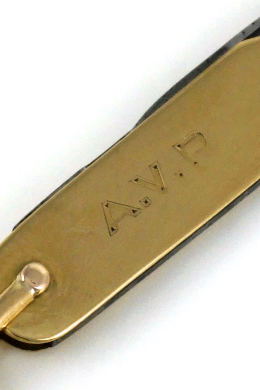 Antique Asprey 18k yellow gold folding pocket knife 1905