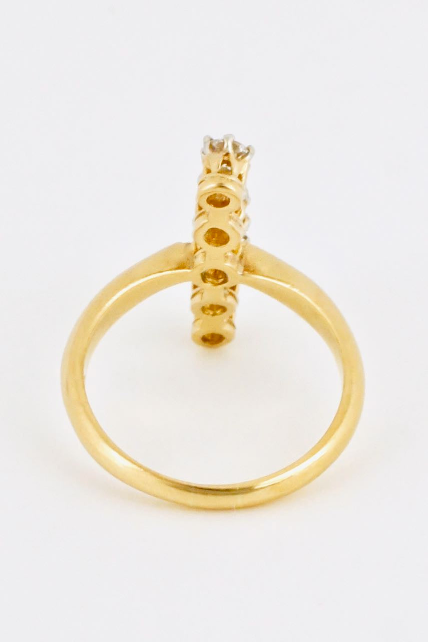 Antique 18k Yellow Gold Five Stone Diamond Line Ring 1920s