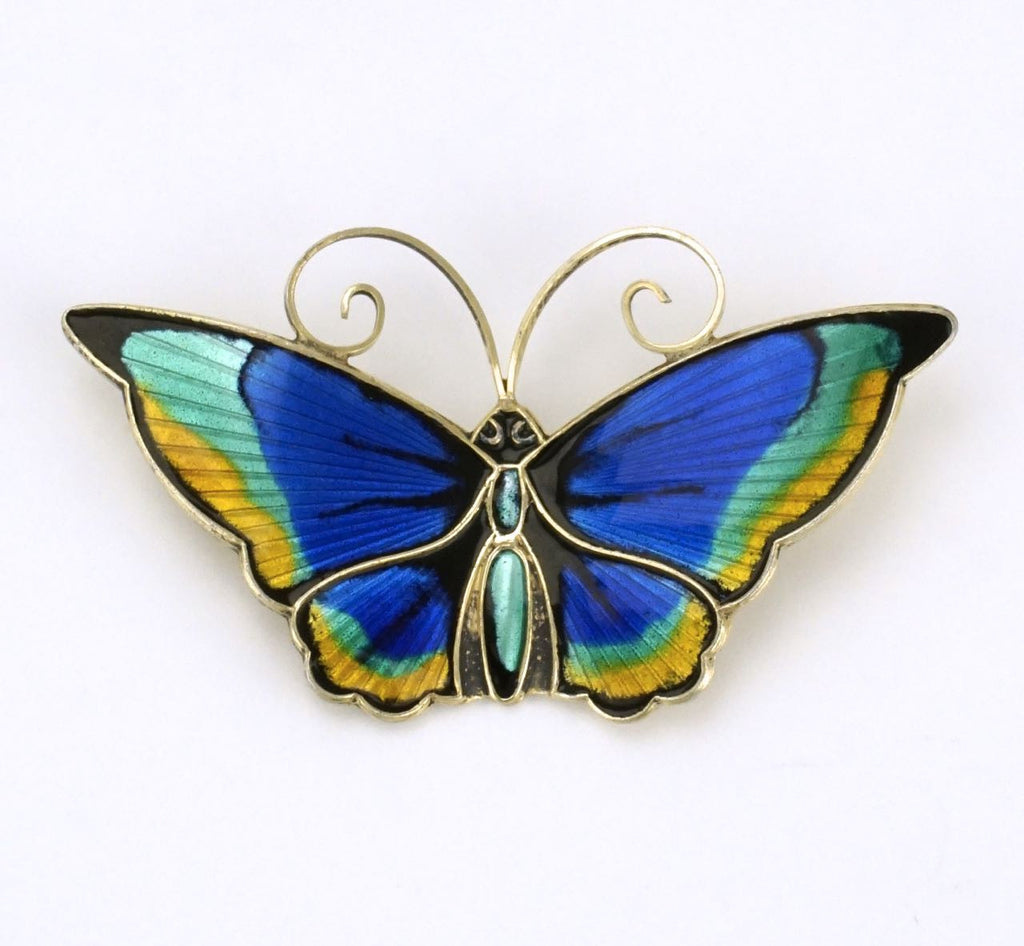 David Andersen silver multicoloured enamel butterfly brooch