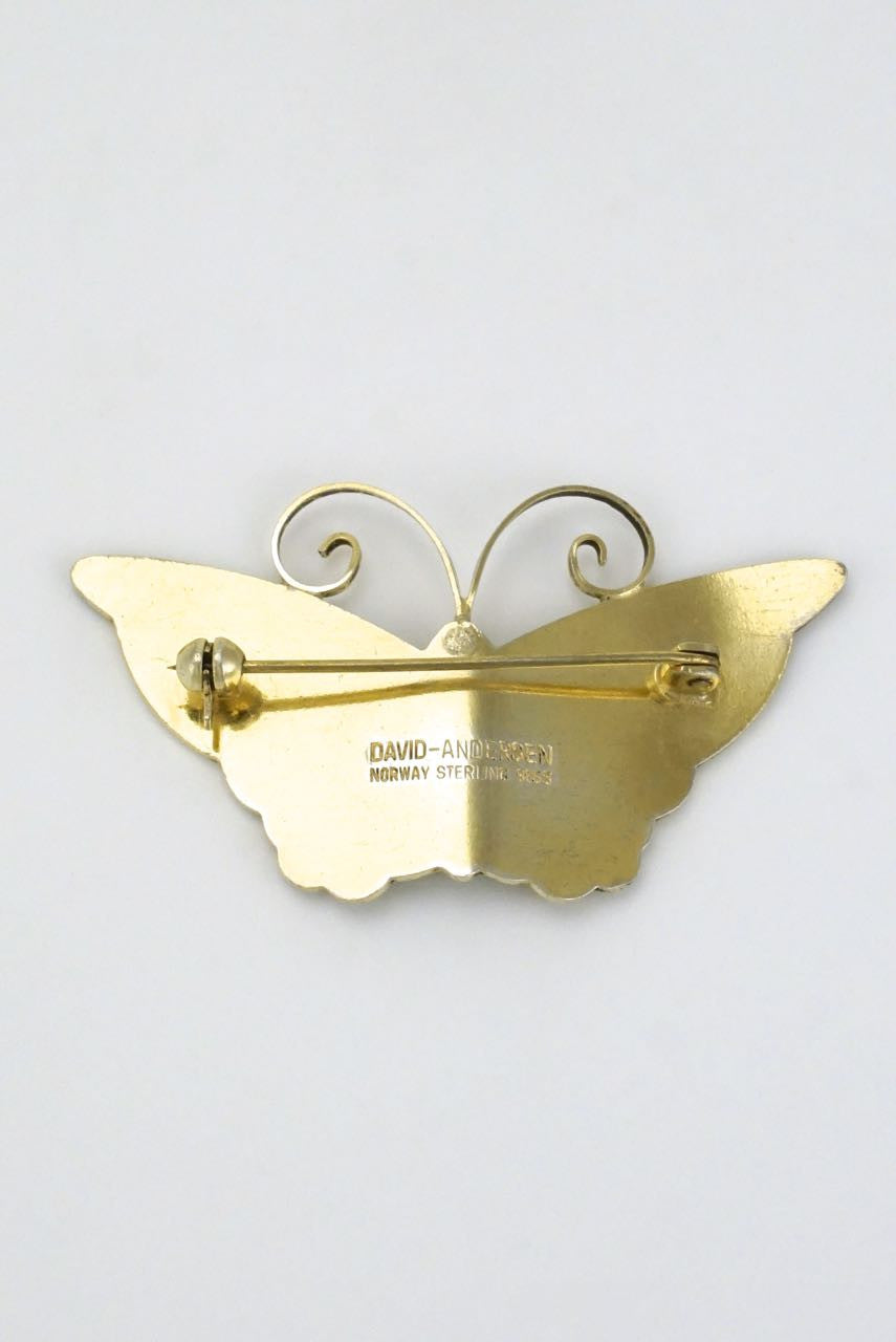 David Andersen silver multicoloured enamel butterfly brooch
