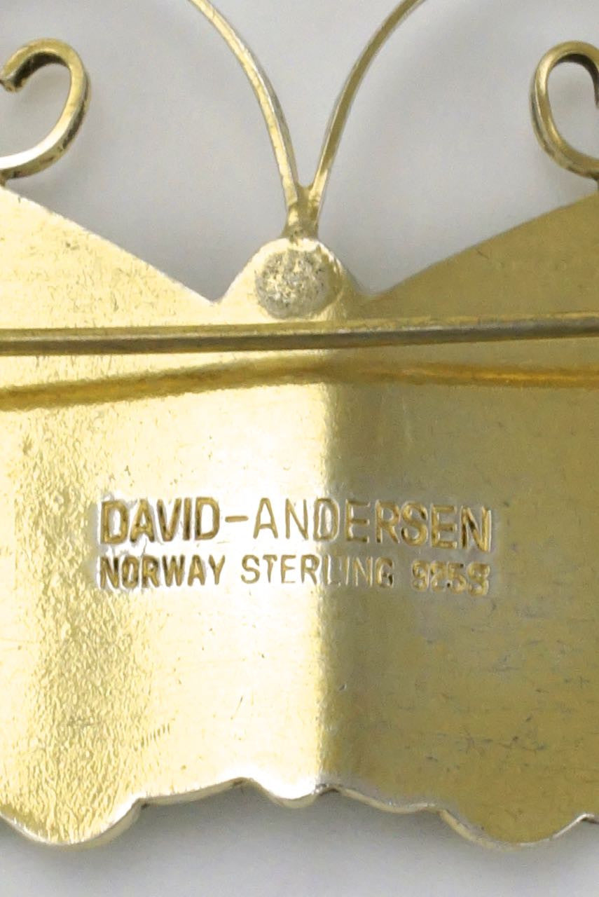 David Andersen silver multicoloured enamel butterfly brooch