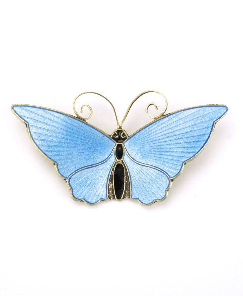 Norwegian silver and blue enamel butterfly brooch 1950s