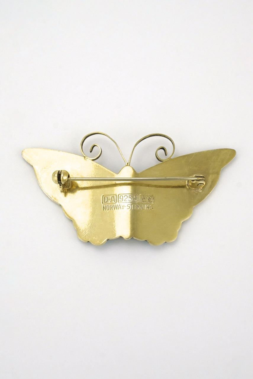 Norwegian silver and blue enamel butterfly brooch 1950s