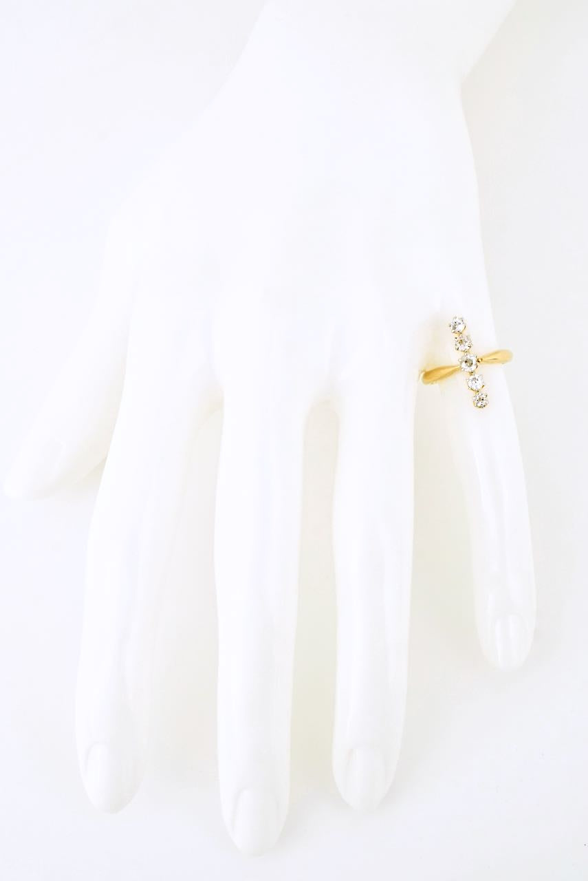 Antique 18k Yellow Gold Five Stone Diamond Line Ring 1920s