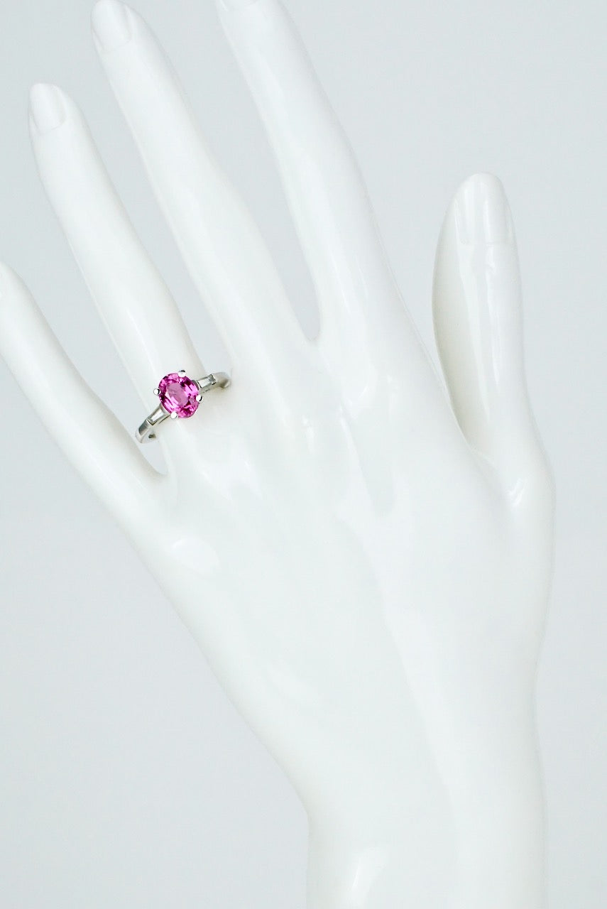 Vintage 18k White Gold Pink Sapphire Ring