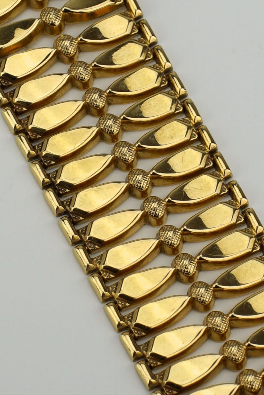 Italian wide 18k gold retro bow link bracelet