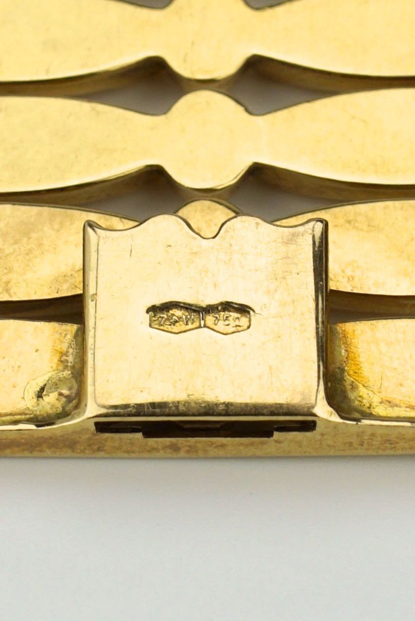 Italian wide 18k gold retro bow link bracelet