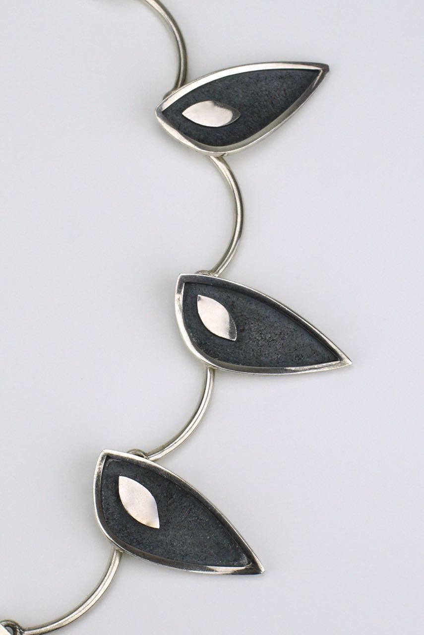 Vintage Rudolf Andresen Silver Modernist Leaf Necklace