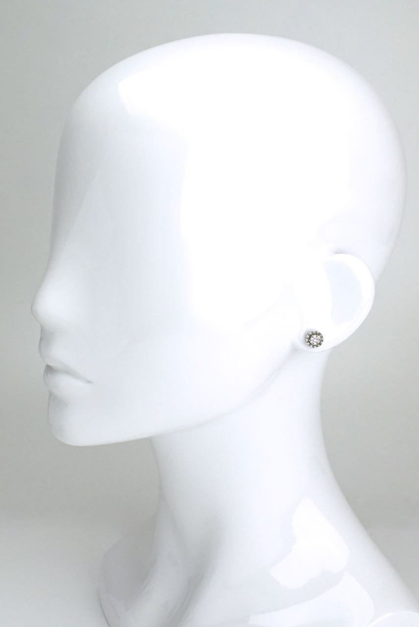 18k white gold and diamond dome stud earrings
