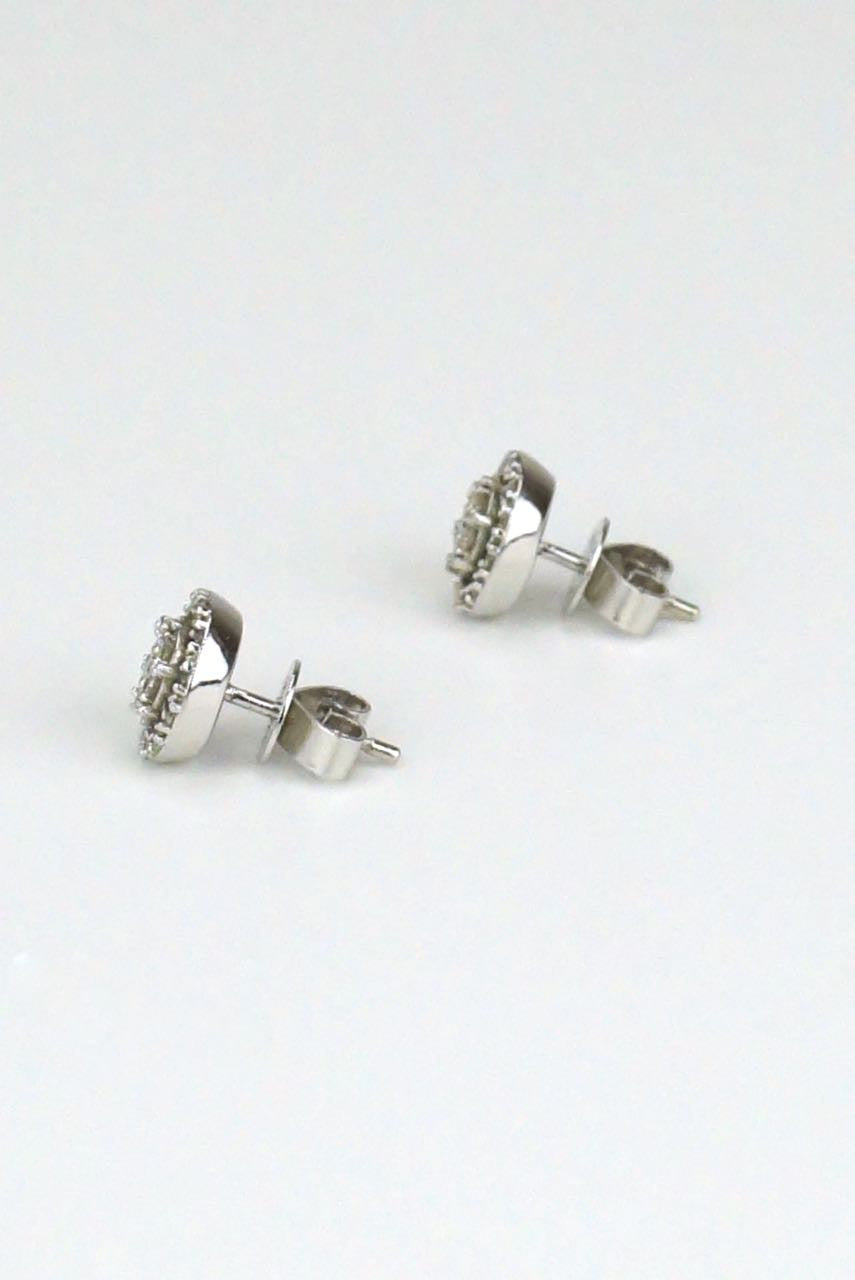 18k white gold and diamond dome stud earrings