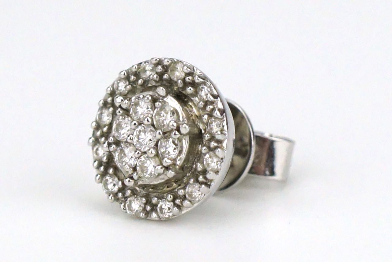 18k white gold and diamond dome stud earrings