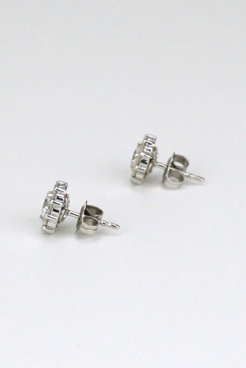 18k white gold and diamond cluster earrings