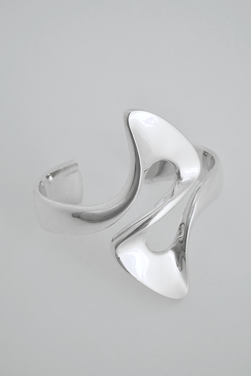 Vintage Georg Jensen Solid Silver Whiplash Cuff - Design 287 Henning Koppel