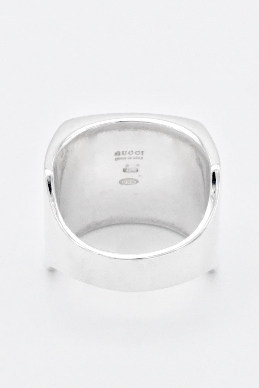 Vintage Gucci Sterling Silver Modernist Square Signet Ring