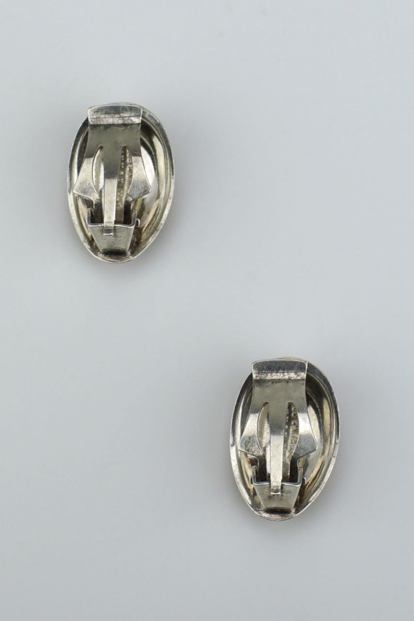 David Andersen silver and red enamel shell clip earrings
