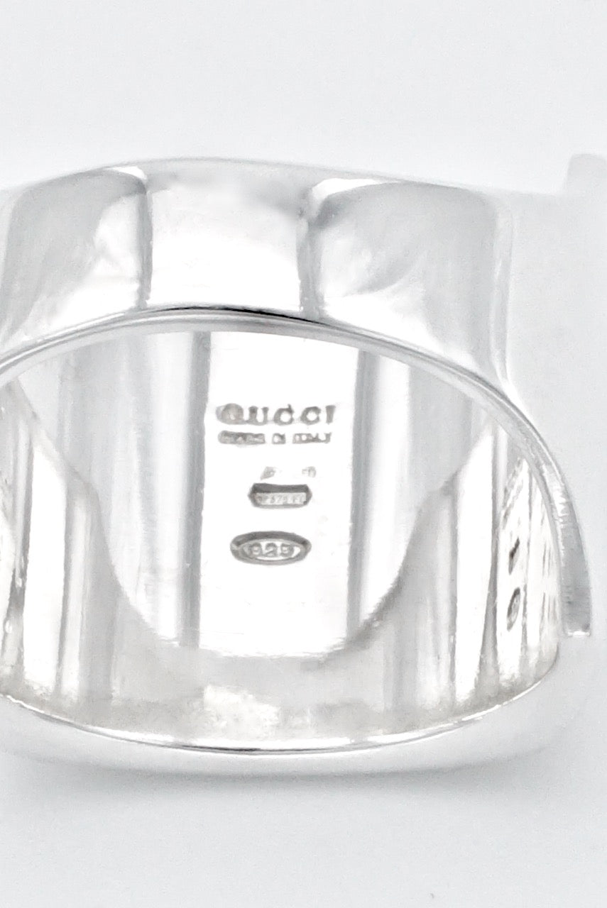 Vintage Gucci Sterling Silver Modernist Square Signet Ring