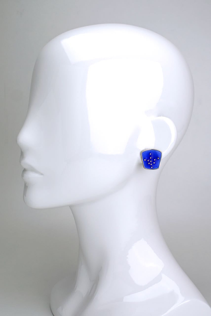 Norwegian Enamel silver clip earrings - Rasmussen