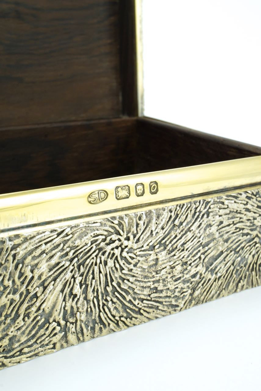 Stuart Devlin solid silver gilt and rosewood box 1969