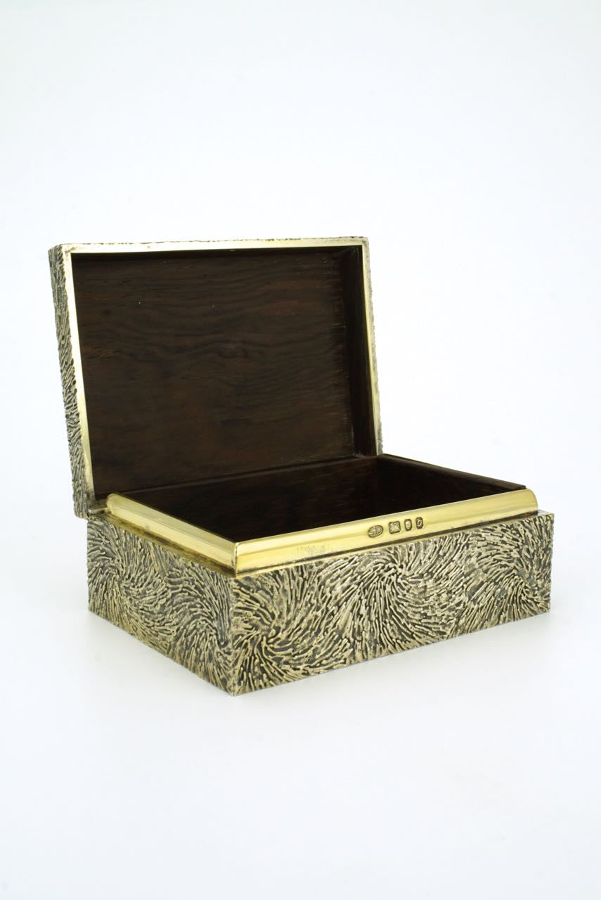 Stuart Devlin solid silver gilt and rosewood box 1969