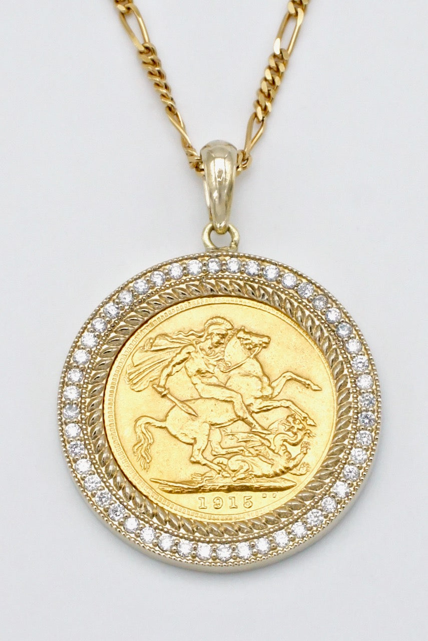 British Jewellery Workshops 9ct Gold 20mm plain 1/2 Half Sovereign coin  mount holder Pendant : Amazon.co.uk: Fashion