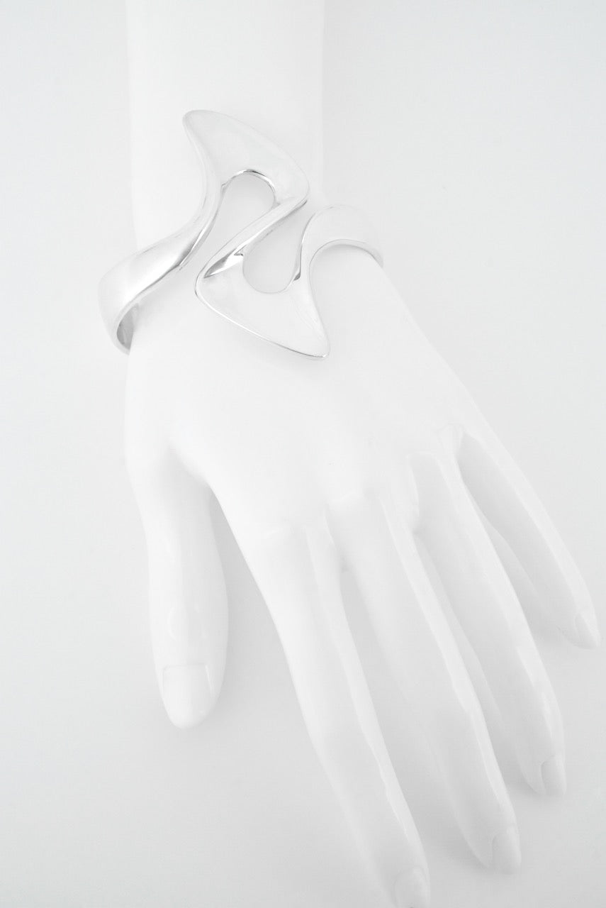 Vintage Georg Jensen Solid Silver Whiplash Cuff - Design 287 Henning Koppel