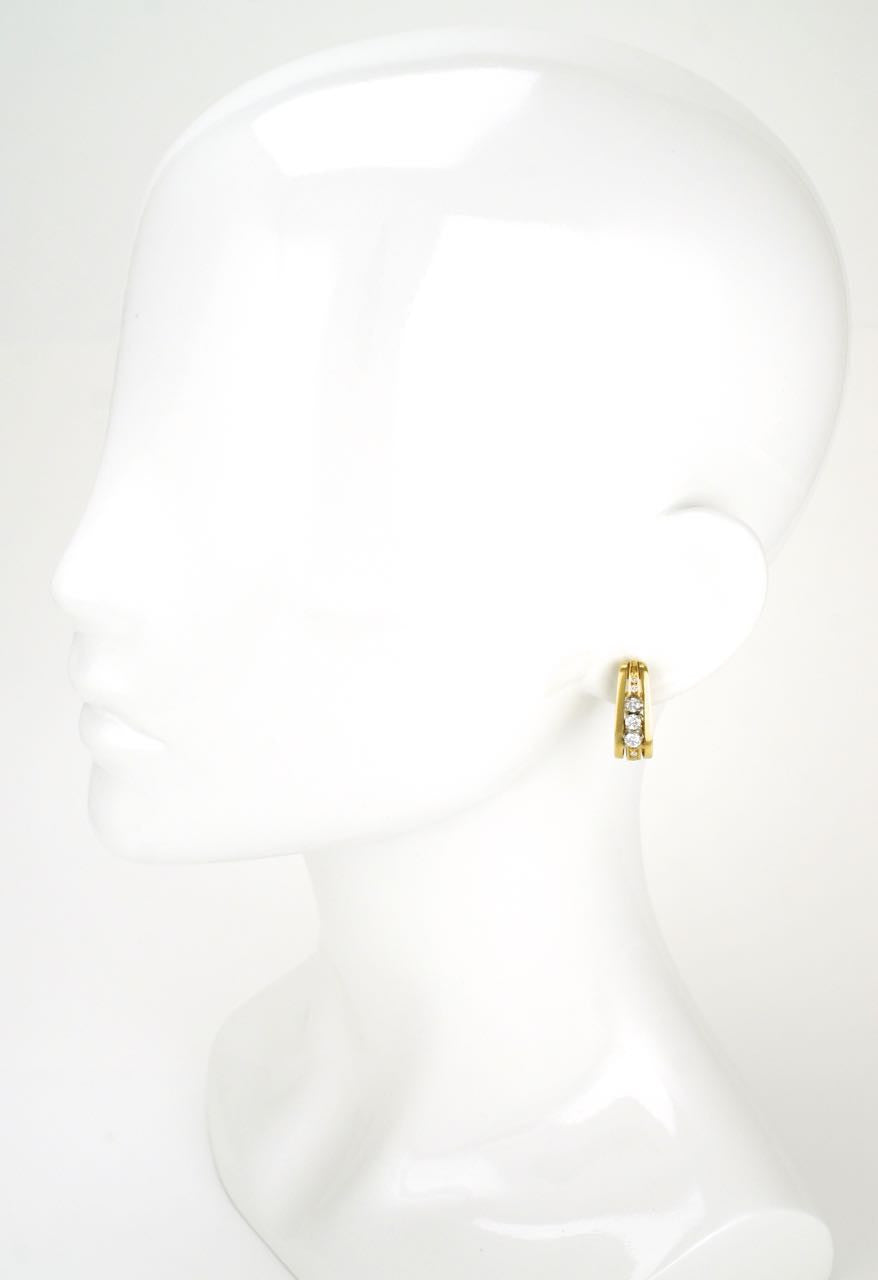 18k yellow gold and diamond half hoop earrings