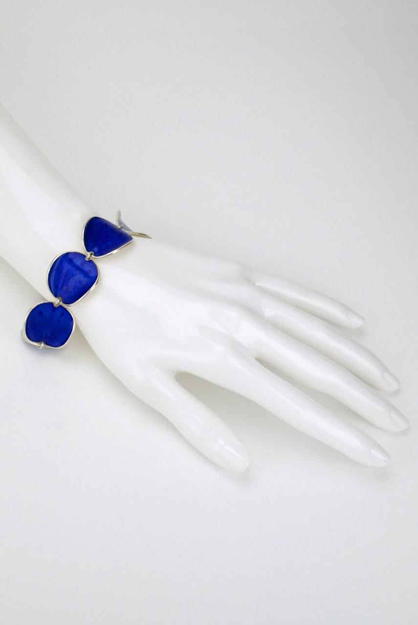 Norwegian silver and blue enamel link bracelet 1960s