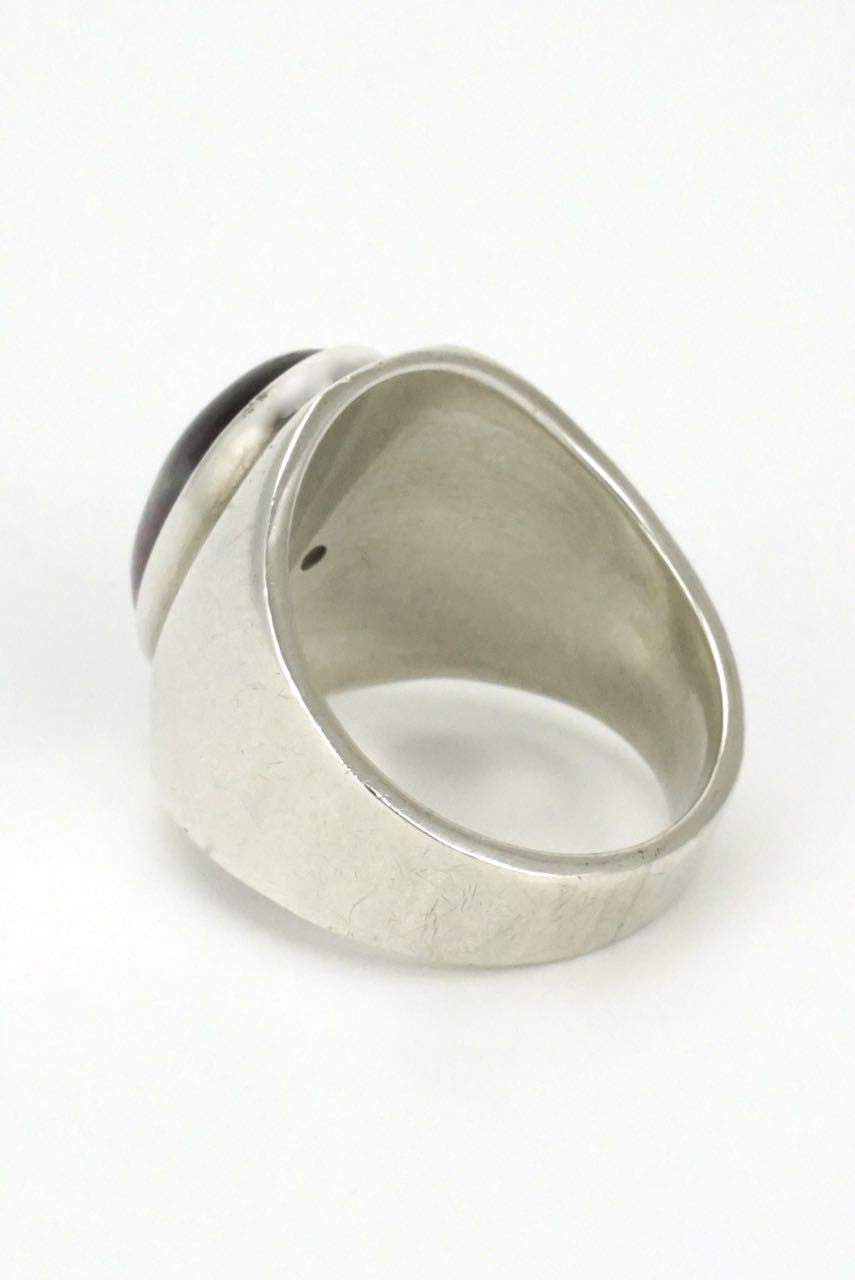 Modernist silver oval fluorite ring 1970s