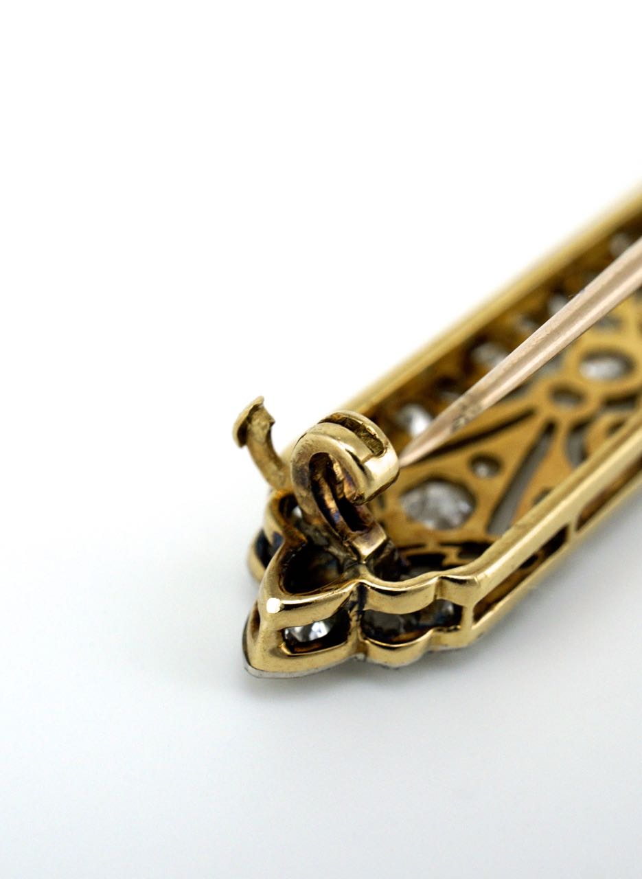 Antique Art Deco platinum and diamond bar brooch