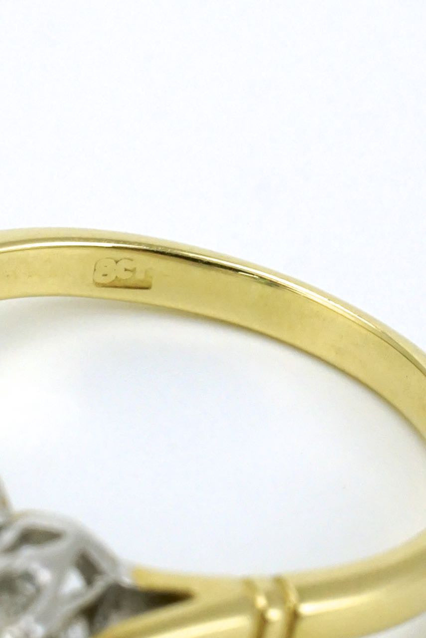 18k yellow gold emerald and diamond ring - 1950s