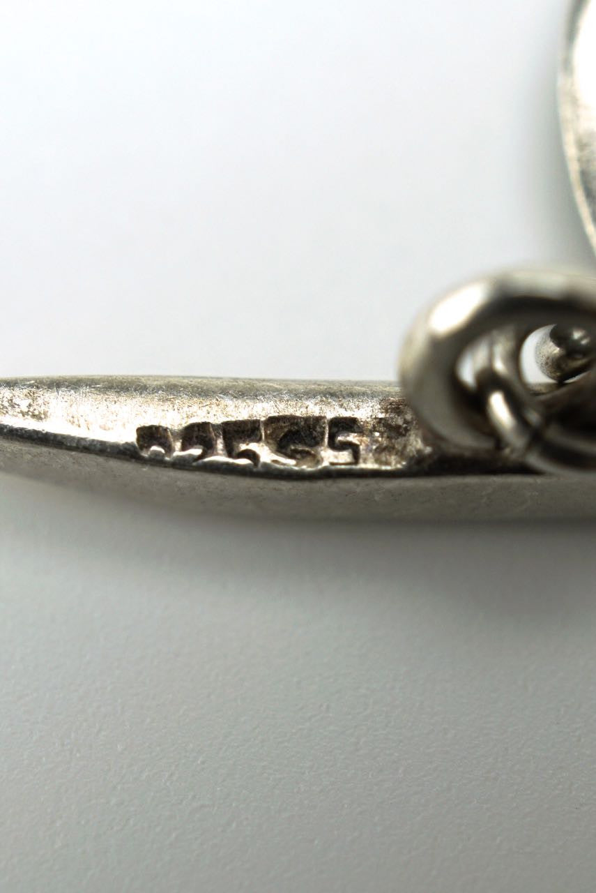 Danish silver and black enamel leaf necklace 1960s