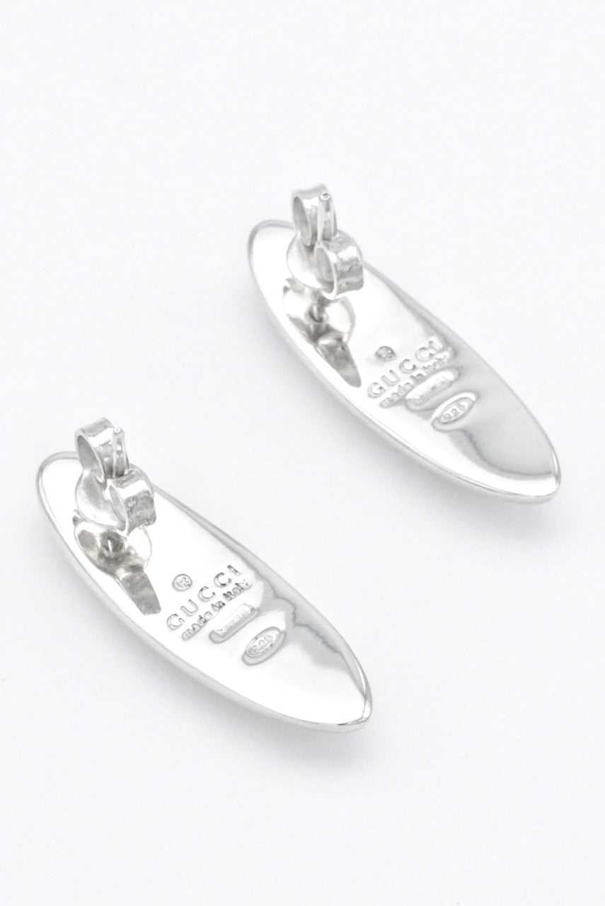 Vintage Gucci Sterling Silver Oval Earrings 1990s