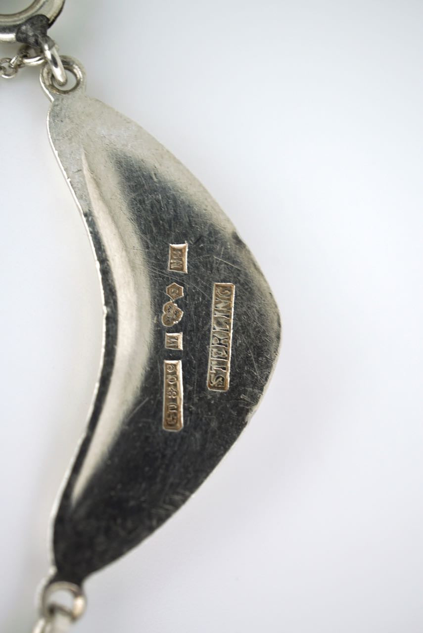 Vintage Swedish Silver and Garnet Boomerang Necklace 1960s