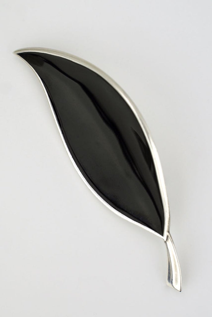 Danish silver and black enamel brooch