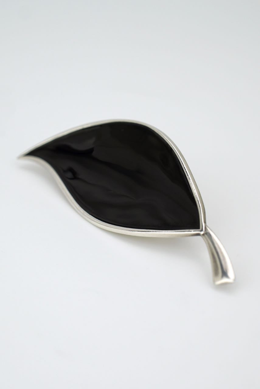 Danish silver and black enamel brooch