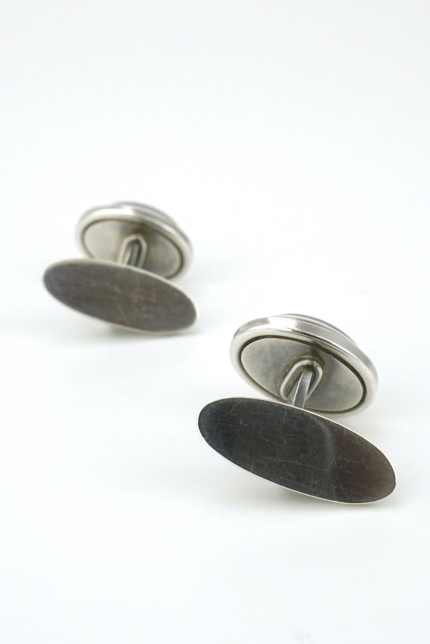 Georg Jensen silver and hematite cabachon cufflinks - design 44