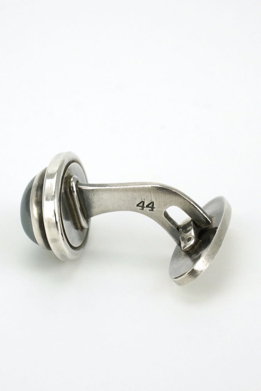 Georg Jensen silver and hematite cabachon cufflinks - design 44