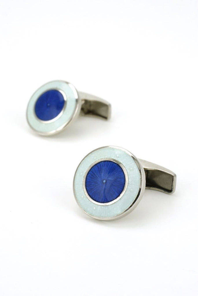 Vintage Italian silver and blue enamel cufflinks - 1990s