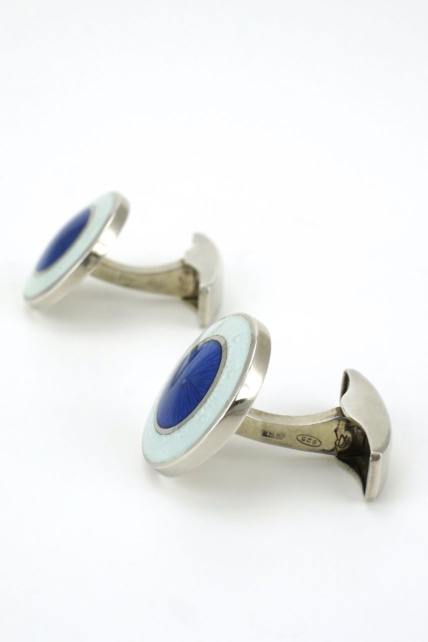 Vintage Italian silver and blue enamel cufflinks - 1990s