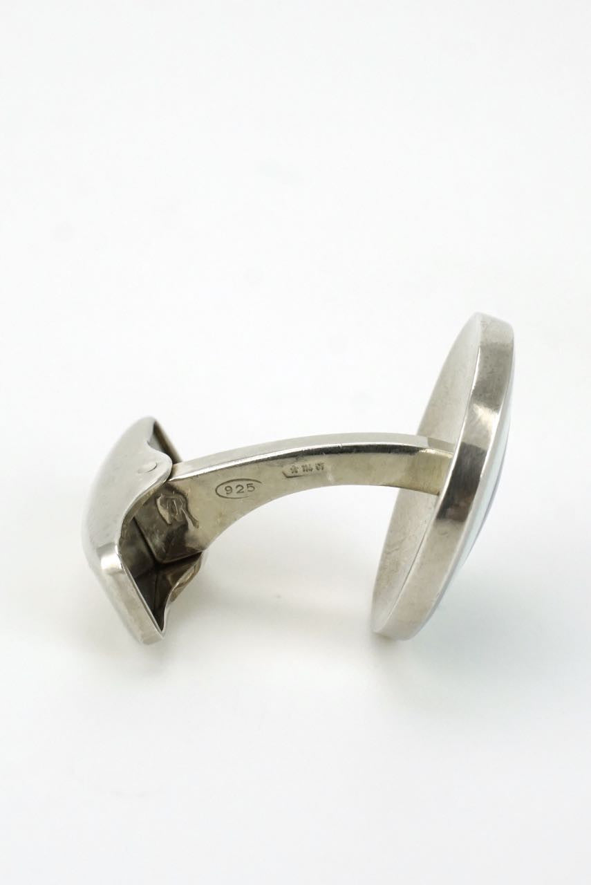 Vintage Italian silver and blue enamel cufflinks - 1990s