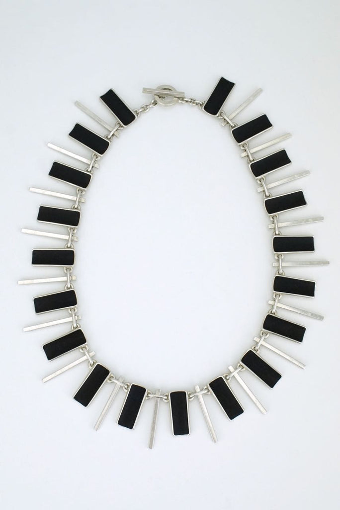 Danish silver panel and spike necklace