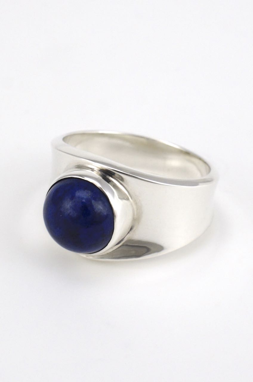 Vintage Georg Jensen silver and lapis ring - design 124