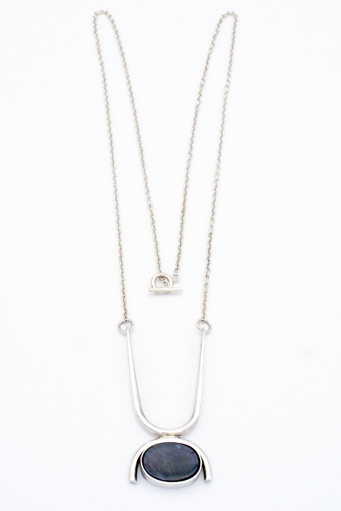 Vintage Georg Jensen Silver Labradorite Pendant Necklace - Design A248 Andreas Mikkelsen