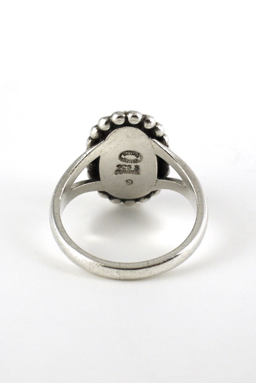 Georg Jensen sterling silver oval coral ring - design 9