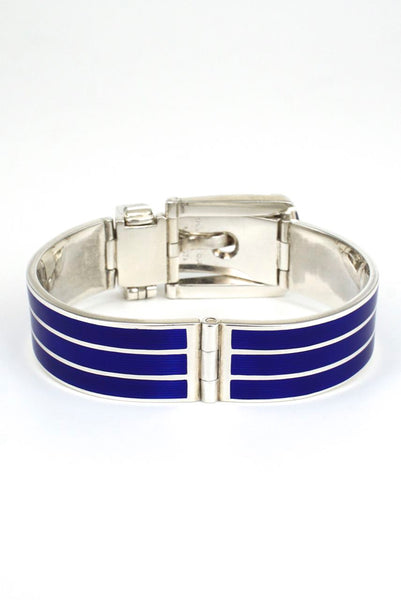Vintage Antonio Fallaci silver blue enamel belt bracelet cuff 1960s ...