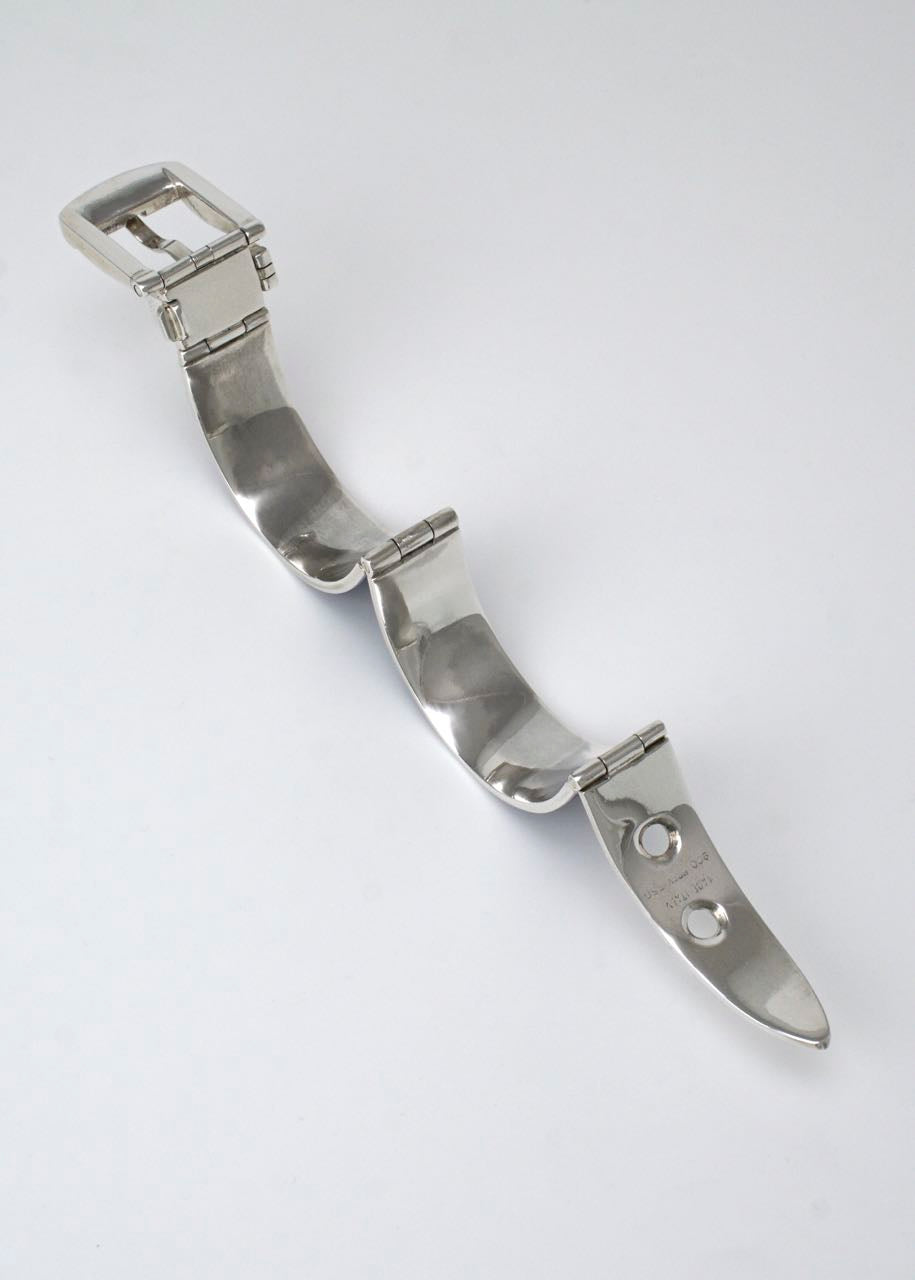 Italian solid silver and blue enamel belt bracelet 1960s