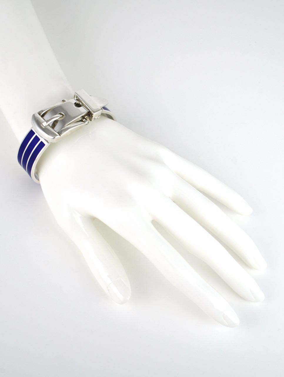 Italian solid silver and blue enamel belt bracelet 1960s