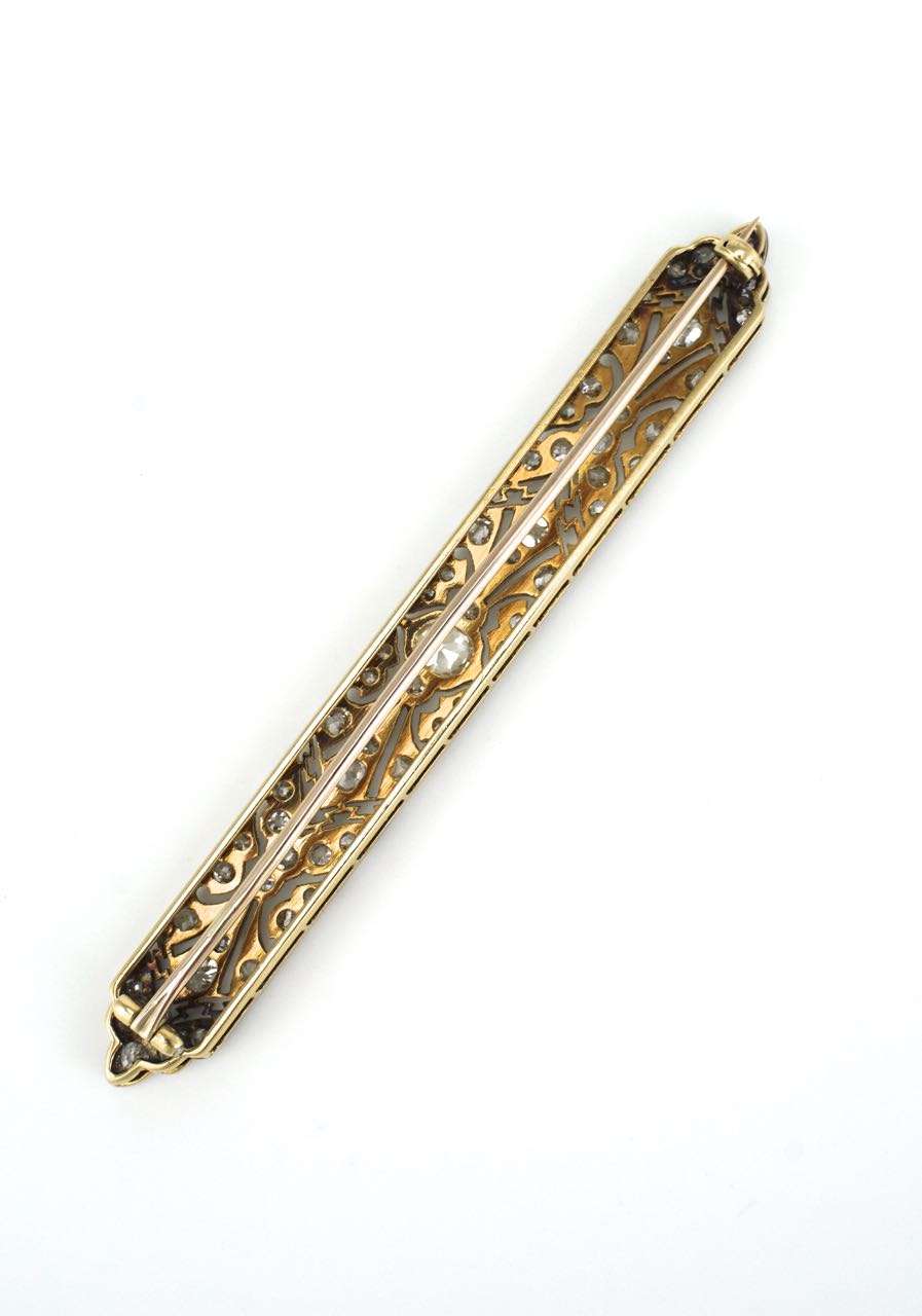 Antique Art Deco platinum and diamond bar brooch