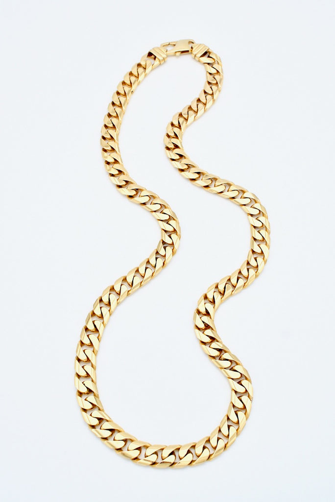 Vintage Italian 9k Yellow Gold Heavy Cuban Link Chain Necklace