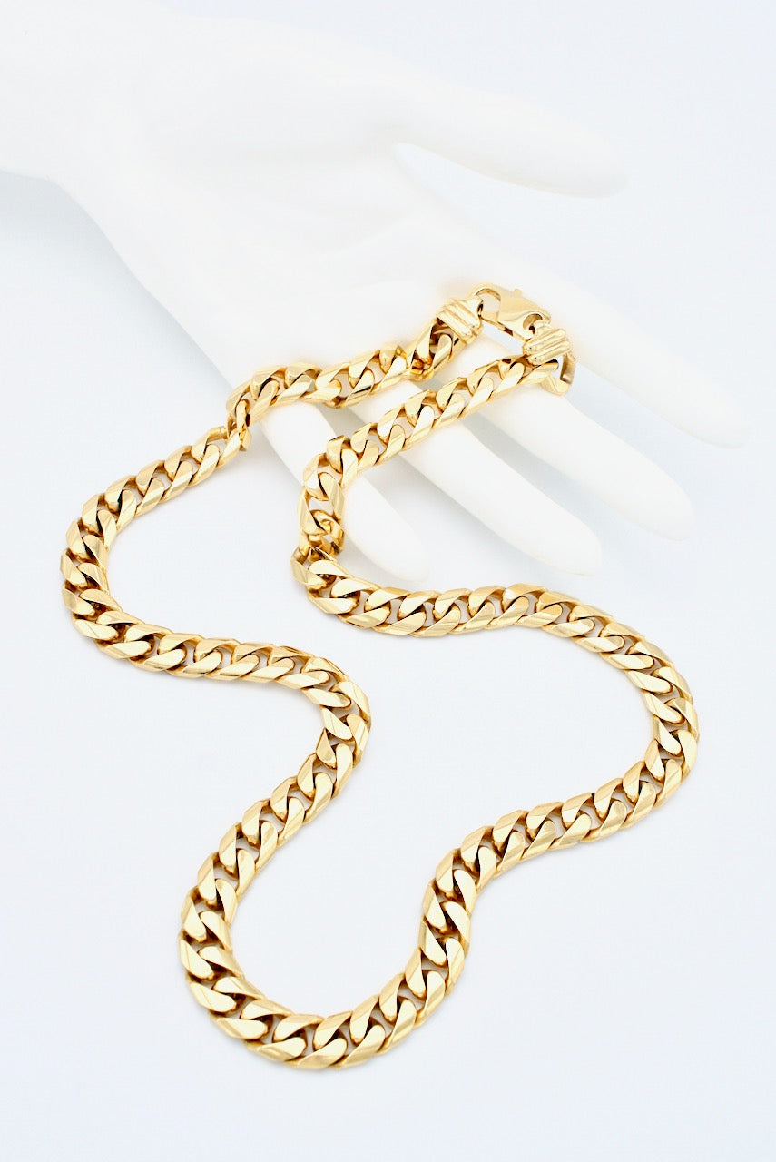 Vintage Italian 9k Yellow Gold Heavy Cuban Link Chain Necklace
